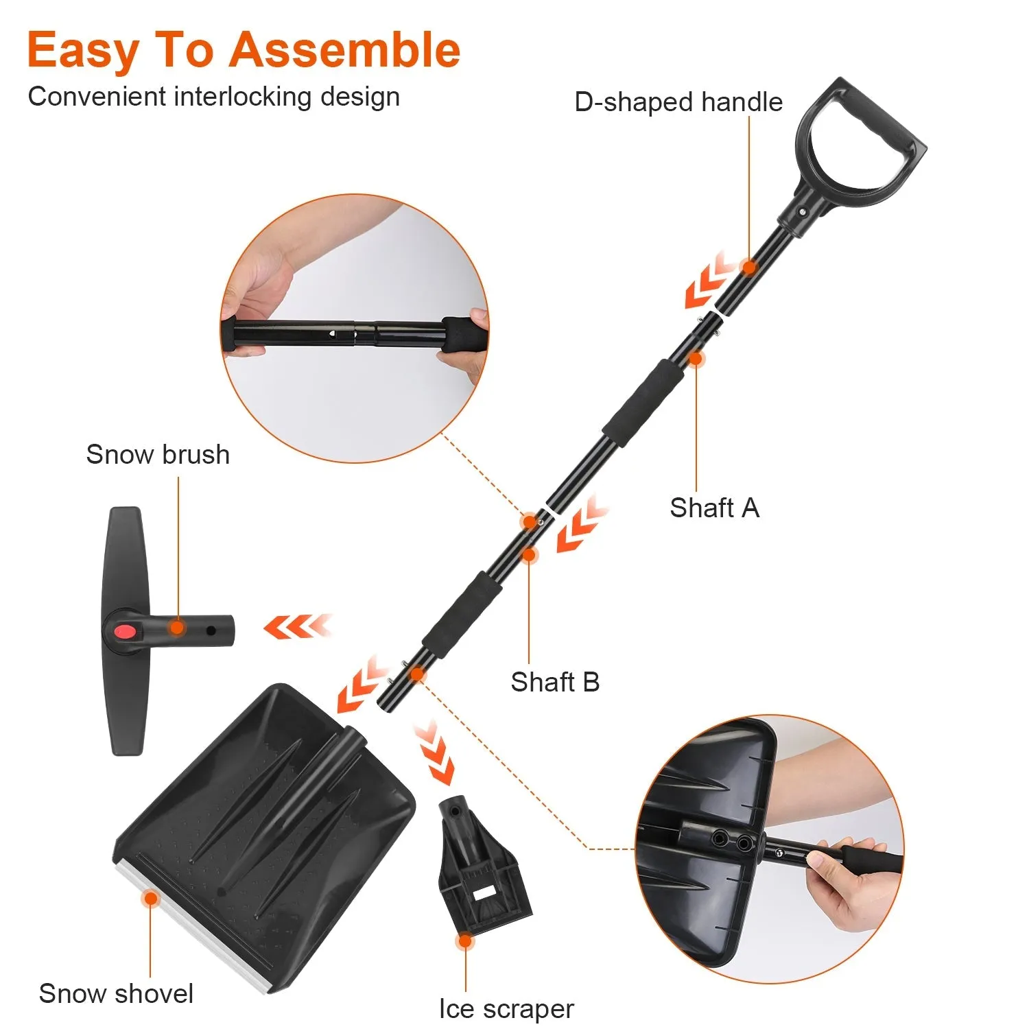 3-in-1 Snow Shovel Kit Brush Ice Scraper