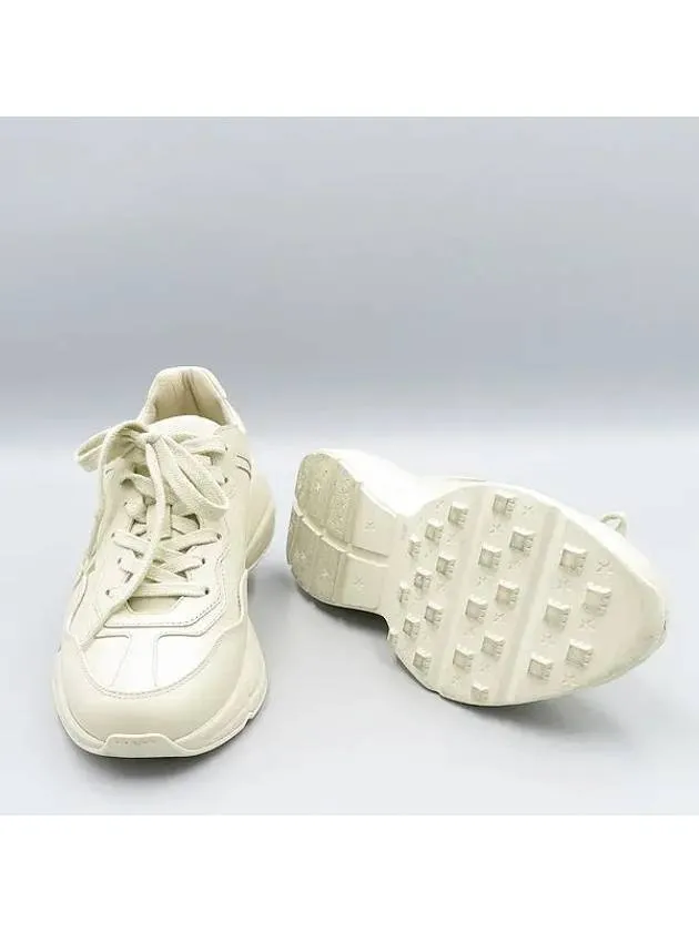 528892 Ivory Leather Vintage Logo Rhyton Women s Sneakers 36