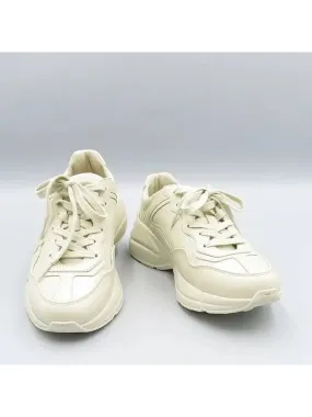 528892 Ivory Leather Vintage Logo Rhyton Women s Sneakers 36