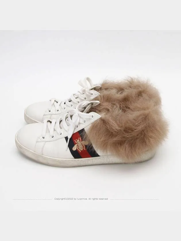 Ace fur bee embroidery trimming sneakers