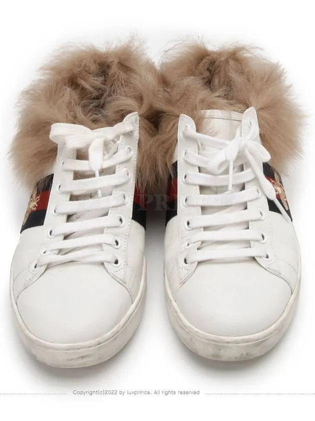 Ace fur bee embroidery trimming sneakers