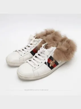 Ace fur bee embroidery trimming sneakers