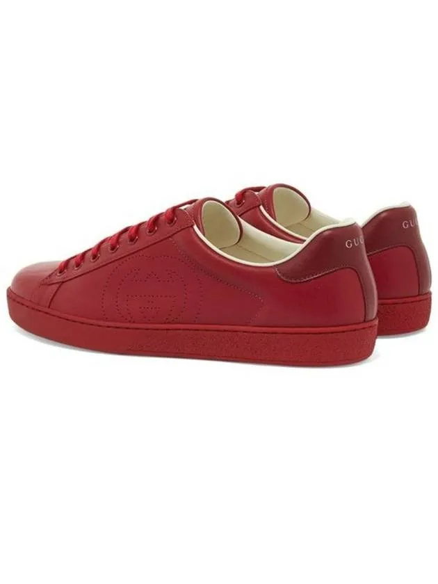 Ace Interlocking G Low Top Sneakers Hibiscus Red