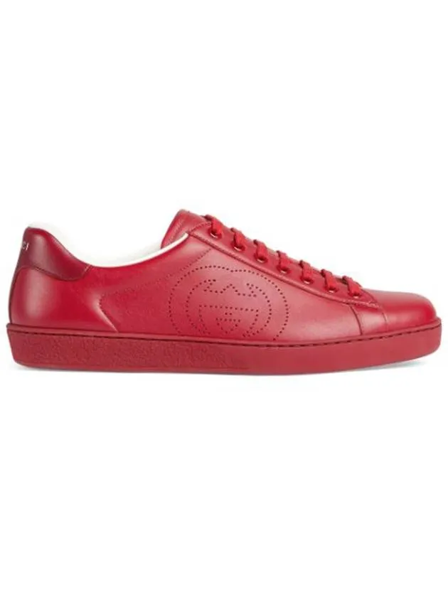 Ace Interlocking G Low Top Sneakers Hibiscus Red