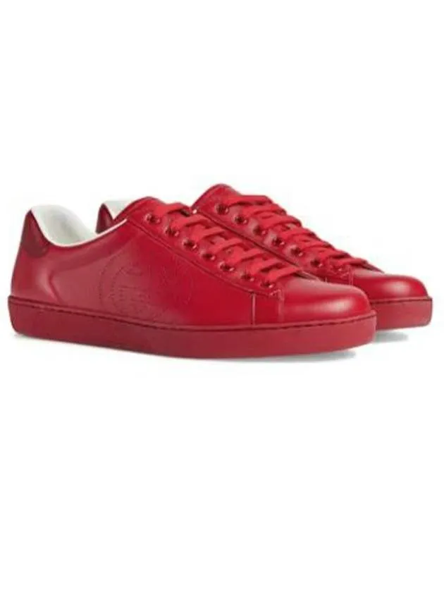 Ace Interlocking G Low Top Sneakers Hibiscus Red