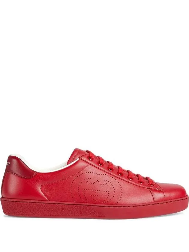 Ace Interlocking G Low Top Sneakers Hibiscus Red