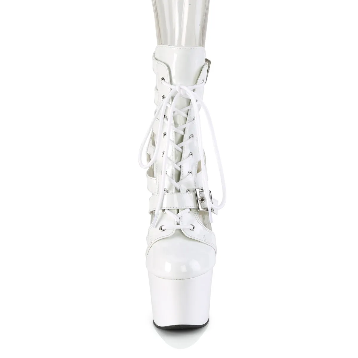 Adore 1013MST White Patent  7" Heel Platform Ankle Boots Direct