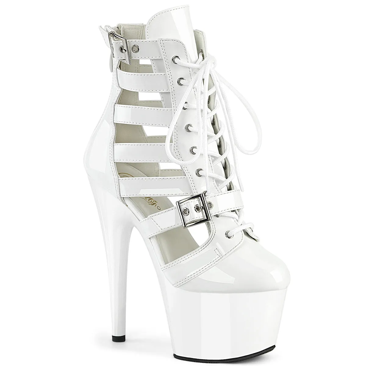 Adore 1013MST White Patent  7" Heel Platform Ankle Boots Direct
