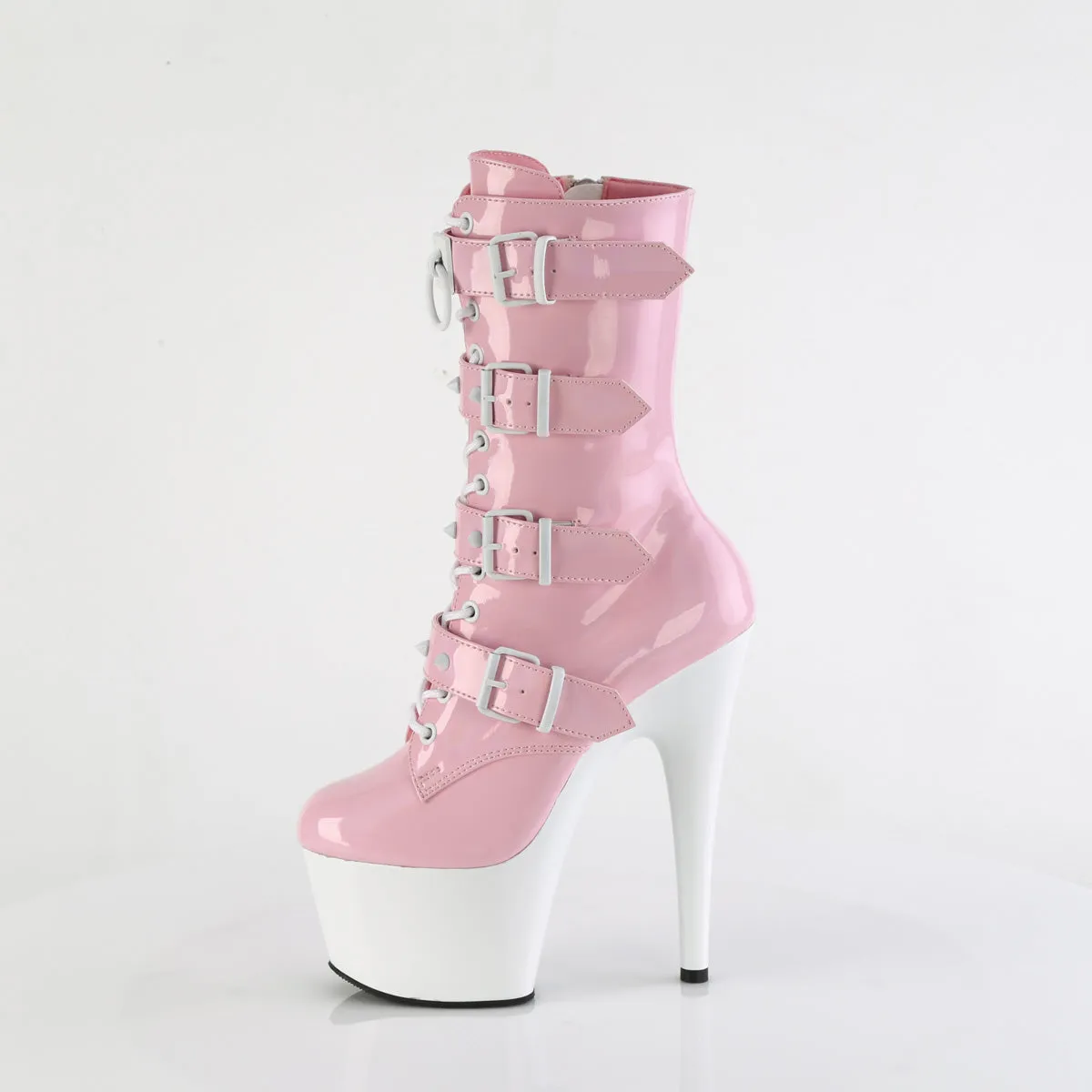 Adore 1046TT Pink Patent / White 7" Heel Platform Mid Calf Boots -Direct