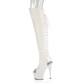 Adore 3019 White Matte Back Lace Thigh Boot Platform Heel - Direct