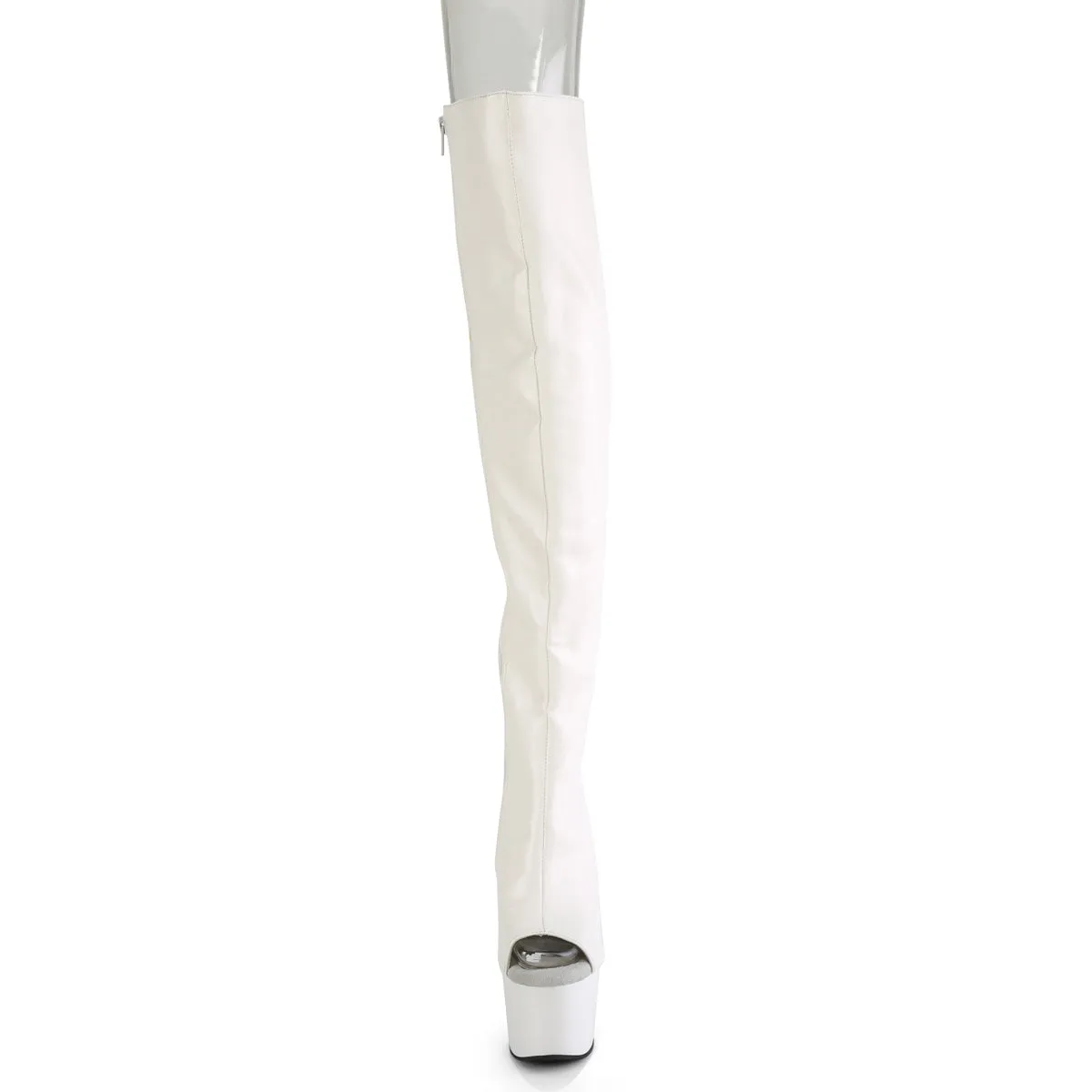 Adore 3019 White Matte Back Lace Thigh Boot Platform Heel - Direct