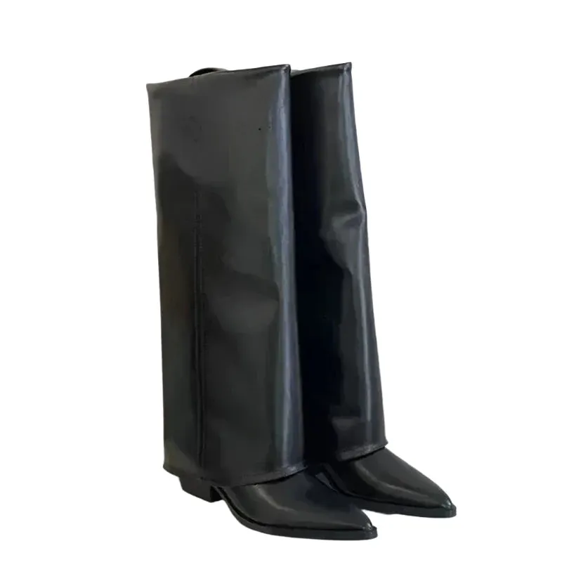AOIFE | Fold-Over Eco-Leather Knee Boots