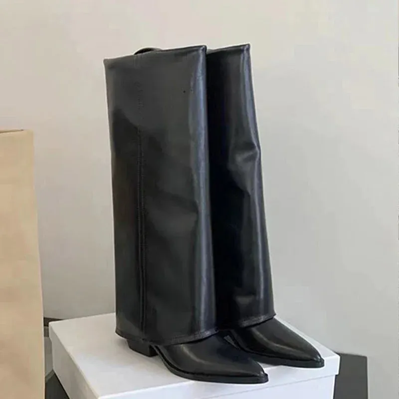 AOIFE | Fold-Over Eco-Leather Knee Boots