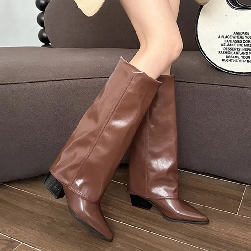 AOIFE | Fold-Over Eco-Leather Knee Boots