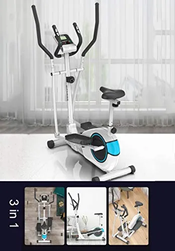 AORISSE Elliptical machine, Magnetic Control Fitness Elliptical Cross Trainer 3 in 1 Elliptical Machine Treadmills for Exercise Bikes Space Walker Machine with Seat, With LCD screen,Black