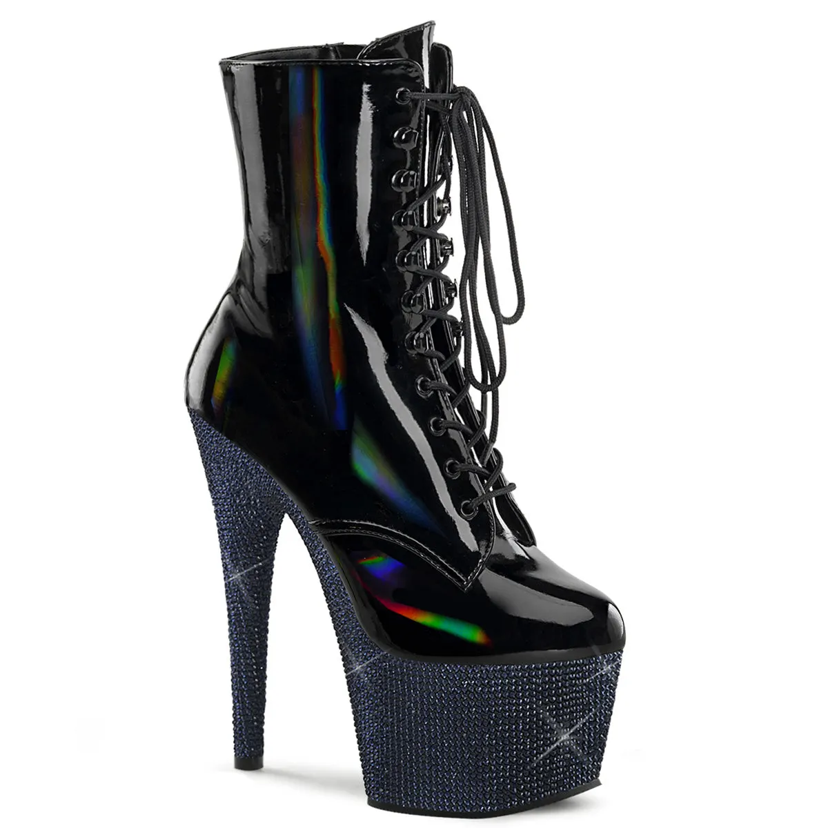 Bejeweled 1020-7 Patent & Rhinestones Heels / Platform Ankle Boots Black -Direct