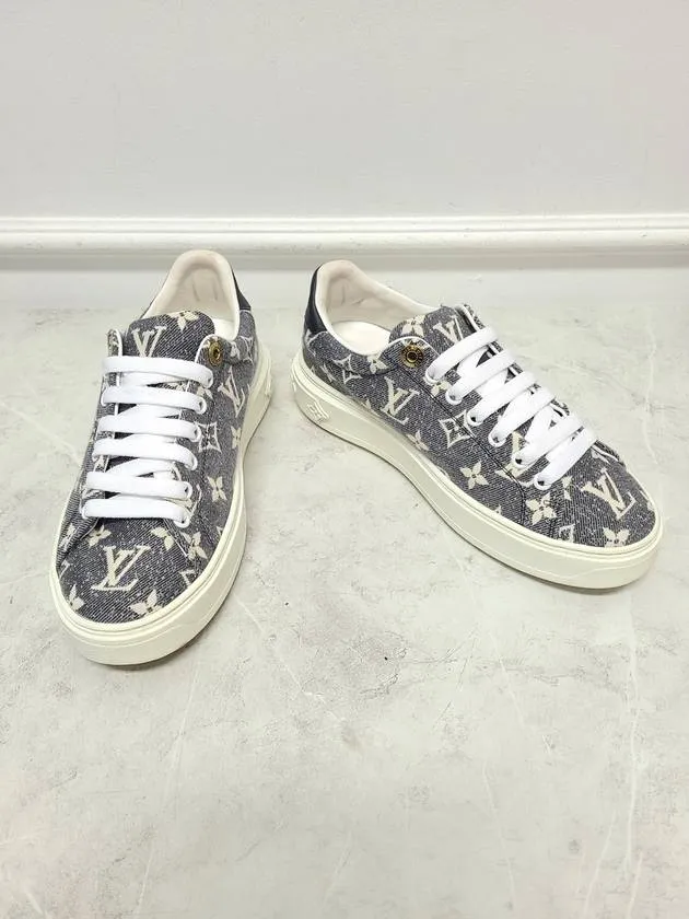 Black Denim Monogram Time Out Sneakers 37
