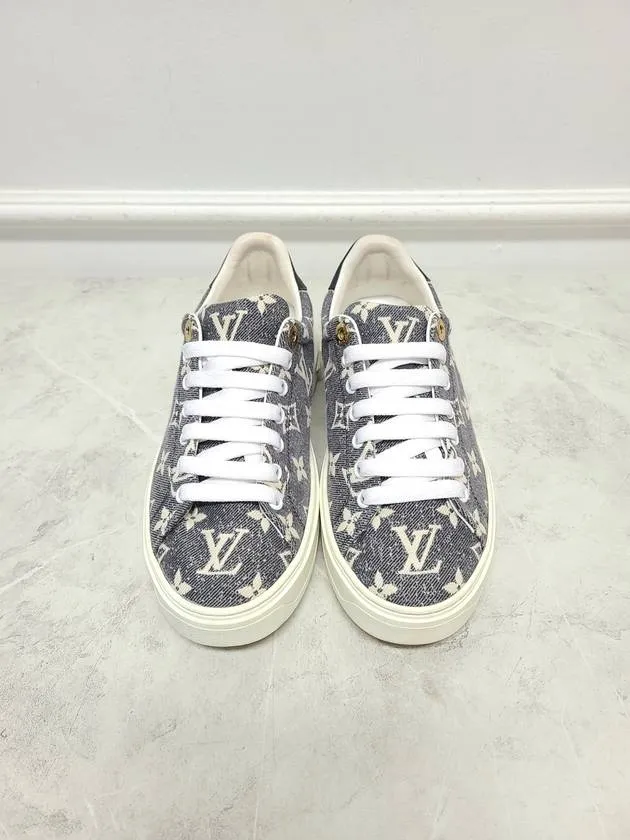 Black Denim Monogram Time Out Sneakers 37