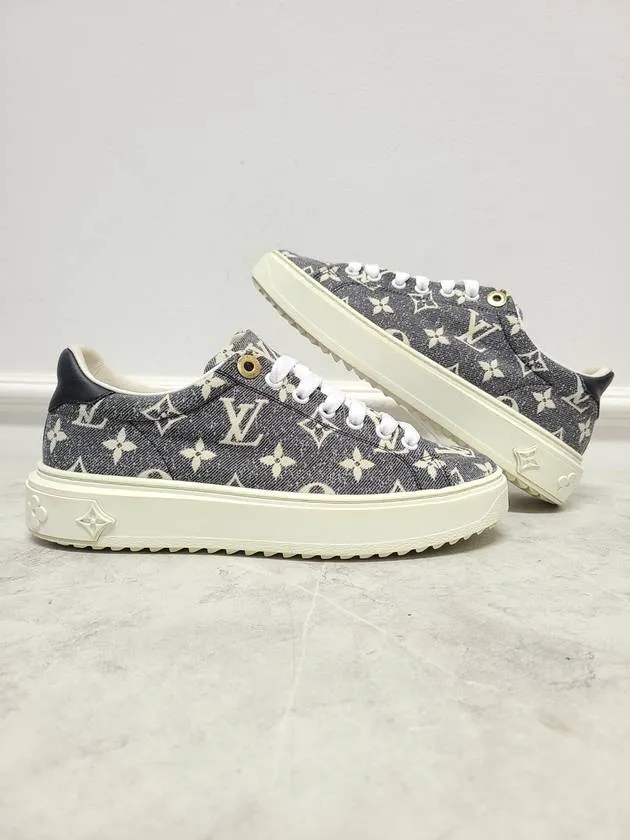 Black Denim Monogram Time Out Sneakers 37