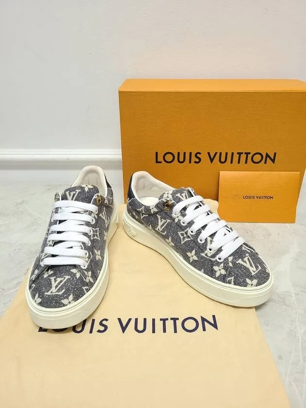 Black Denim Monogram Time Out Sneakers 37