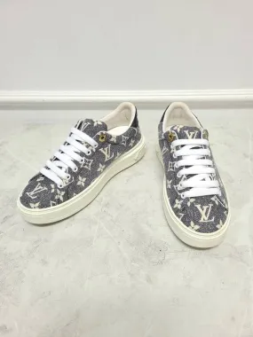 Black Denim Monogram Time Out Sneakers 37