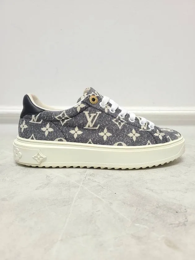 Black Denim Monogram Time Out Sneakers 37