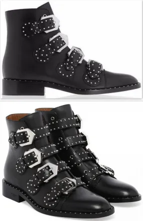 Black Studded Leather Boots