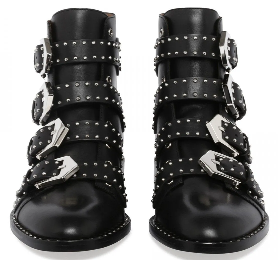 Black Studded Leather Boots