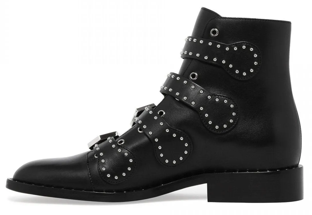 Black Studded Leather Boots