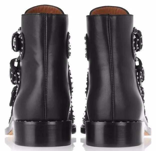 Black Studded Leather Boots
