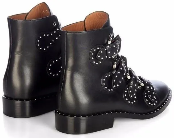 Black Studded Leather Boots