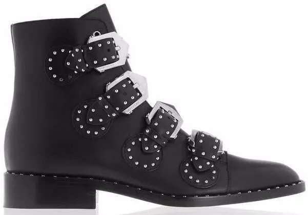 Black Studded Leather Boots