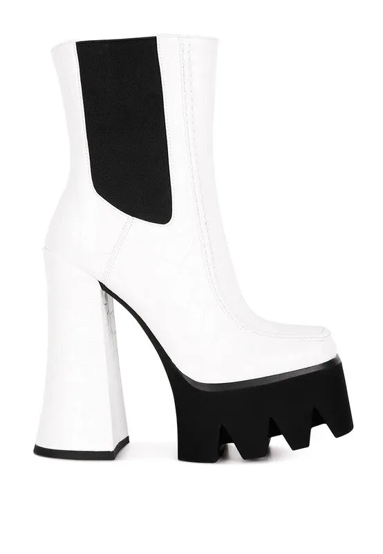 Bounty Black High Platform Heel Chelsea Boots