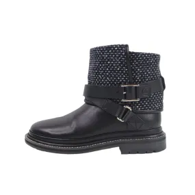 Chanel Short Boots Black Tweed 35