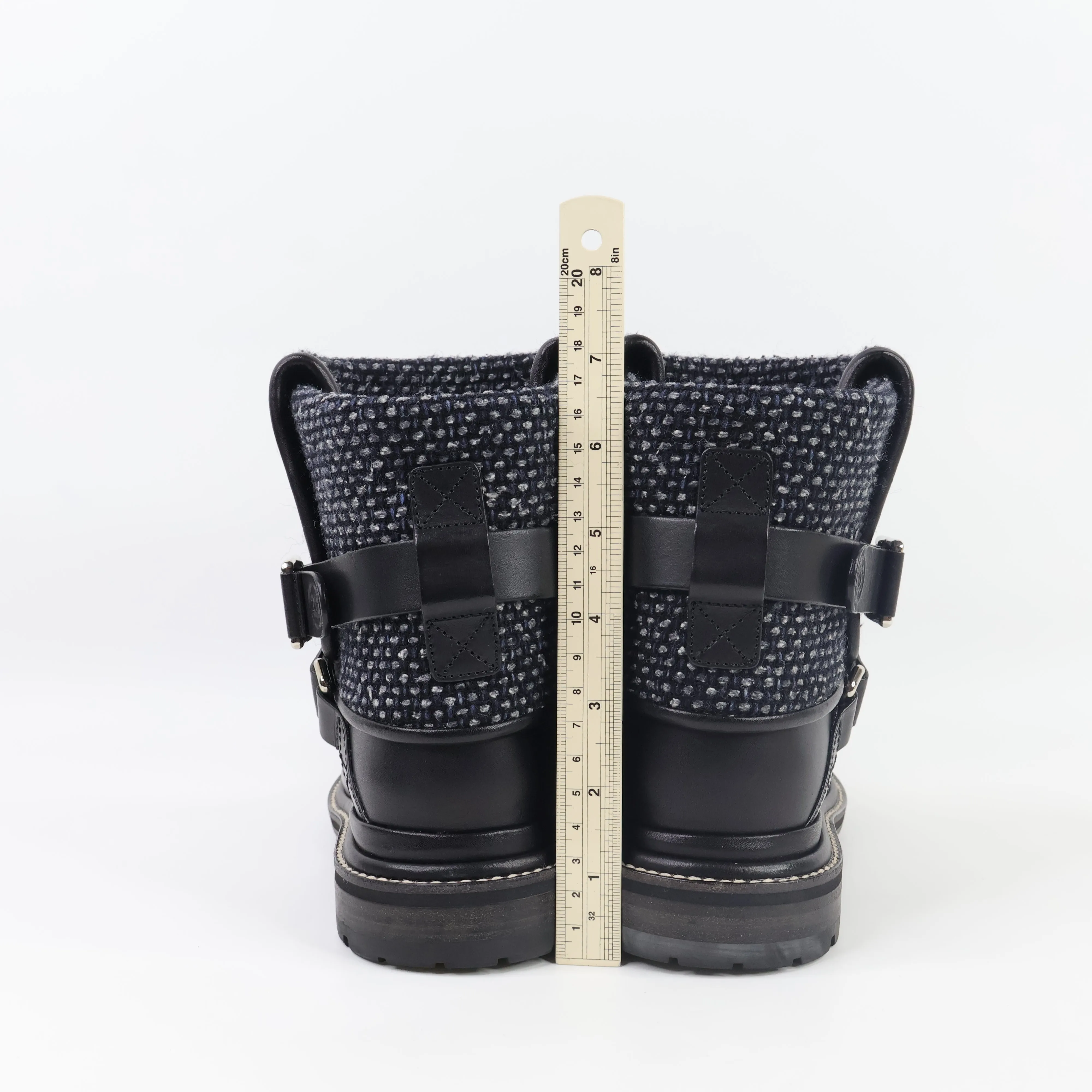 Chanel Short Boots Black Tweed 35
