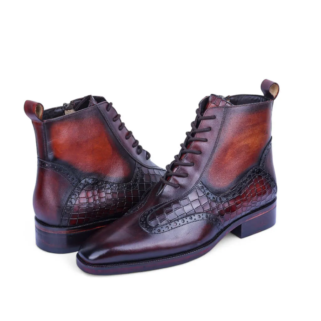Chestnut Voyager Lace-Up Boots with Zipper