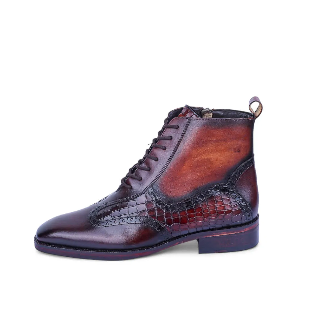 Chestnut Voyager Lace-Up Boots with Zipper