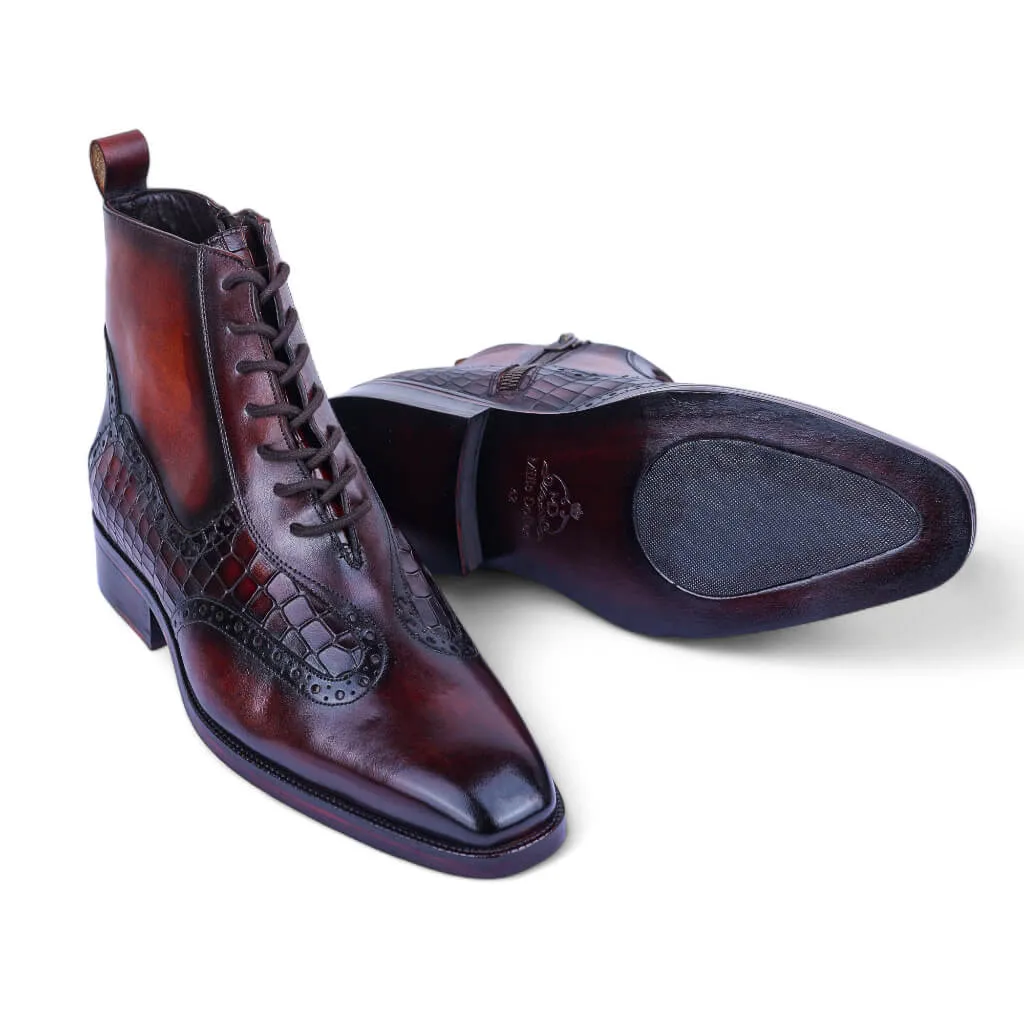 Chestnut Voyager Lace-Up Boots with Zipper