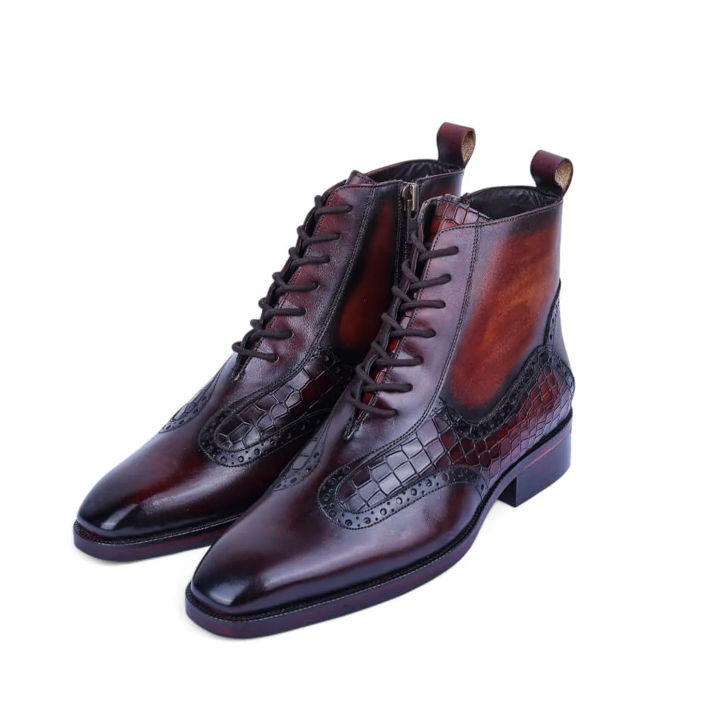 Chestnut Voyager Lace-Up Boots with Zipper