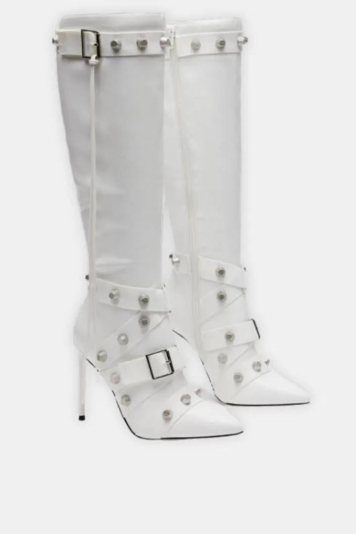 Crystal Buckles High Boots