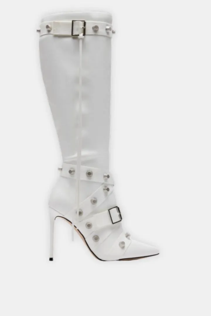 Crystal Buckles High Boots