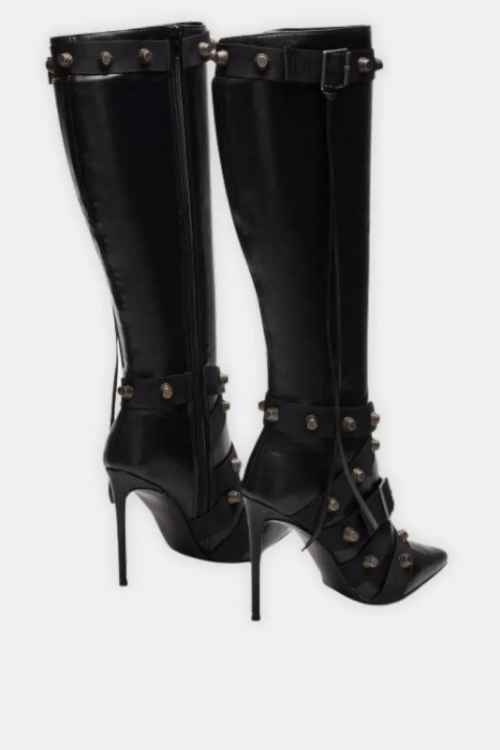Crystal Buckles High Boots
