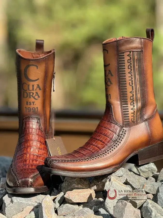 CUADRA SHORT BOOT ALMOND LASER & WOVEN FUSCUS COLA CAIMAN NARROW SQUARE TOE 1J2KFY