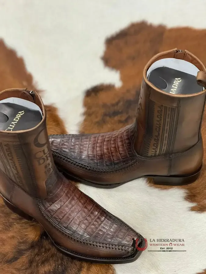 CUADRA SHORT BOOT ALMOND LASER & WOVEN FUSCUS COLA CAIMAN NARROW SQUARE TOE 1J2KFY