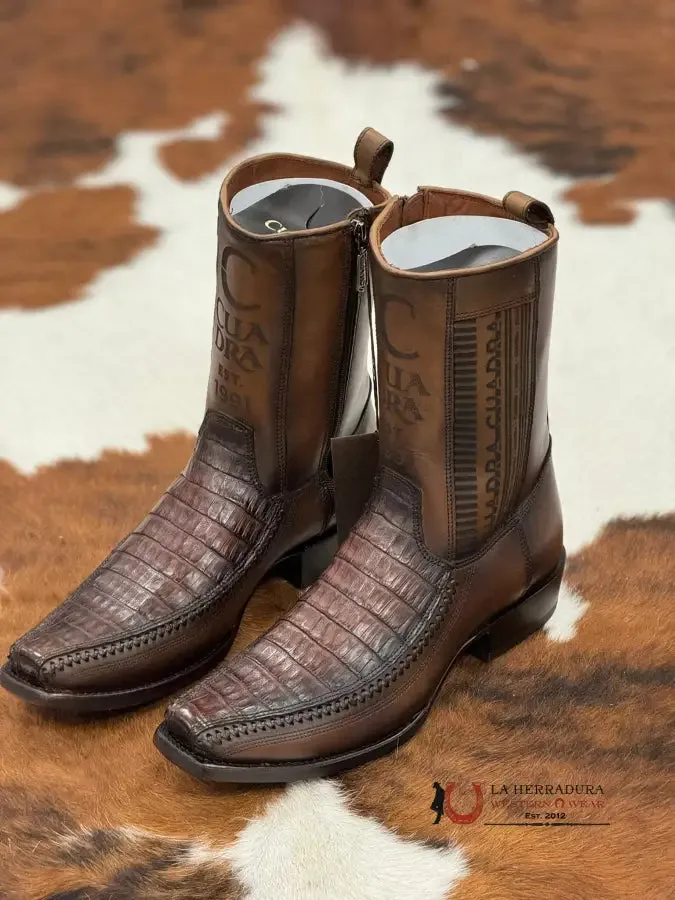 CUADRA SHORT BOOT ALMOND LASER & WOVEN FUSCUS COLA CAIMAN NARROW SQUARE TOE 1J2KFY