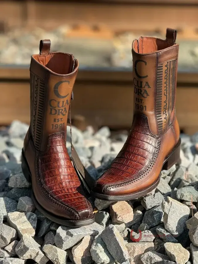 CUADRA SHORT BOOT ALMOND LASER & WOVEN FUSCUS COLA CAIMAN NARROW SQUARE TOE 1J2KFY