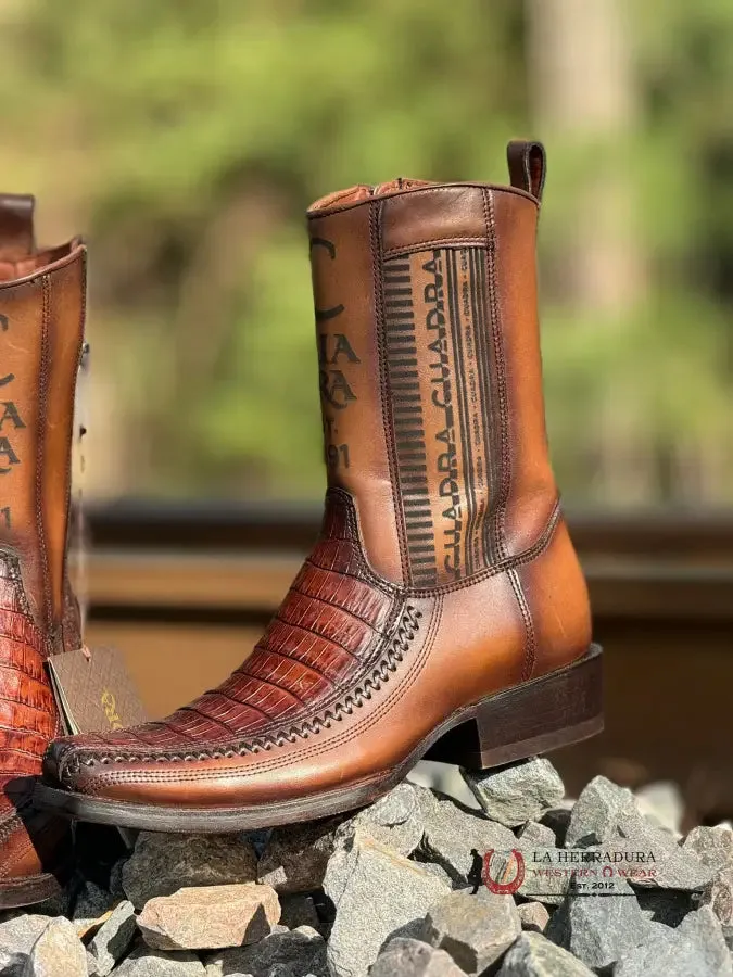CUADRA SHORT BOOT ALMOND LASER & WOVEN FUSCUS COLA CAIMAN NARROW SQUARE TOE 1J2KFY