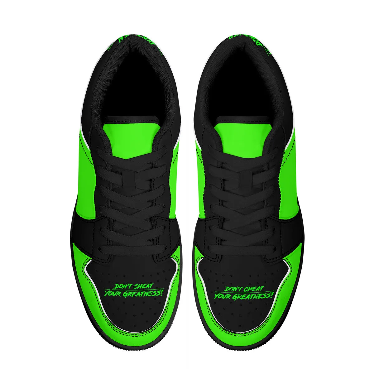 DCYG G4's Green & Black  Black Sole Low-Top Leather Sneakers