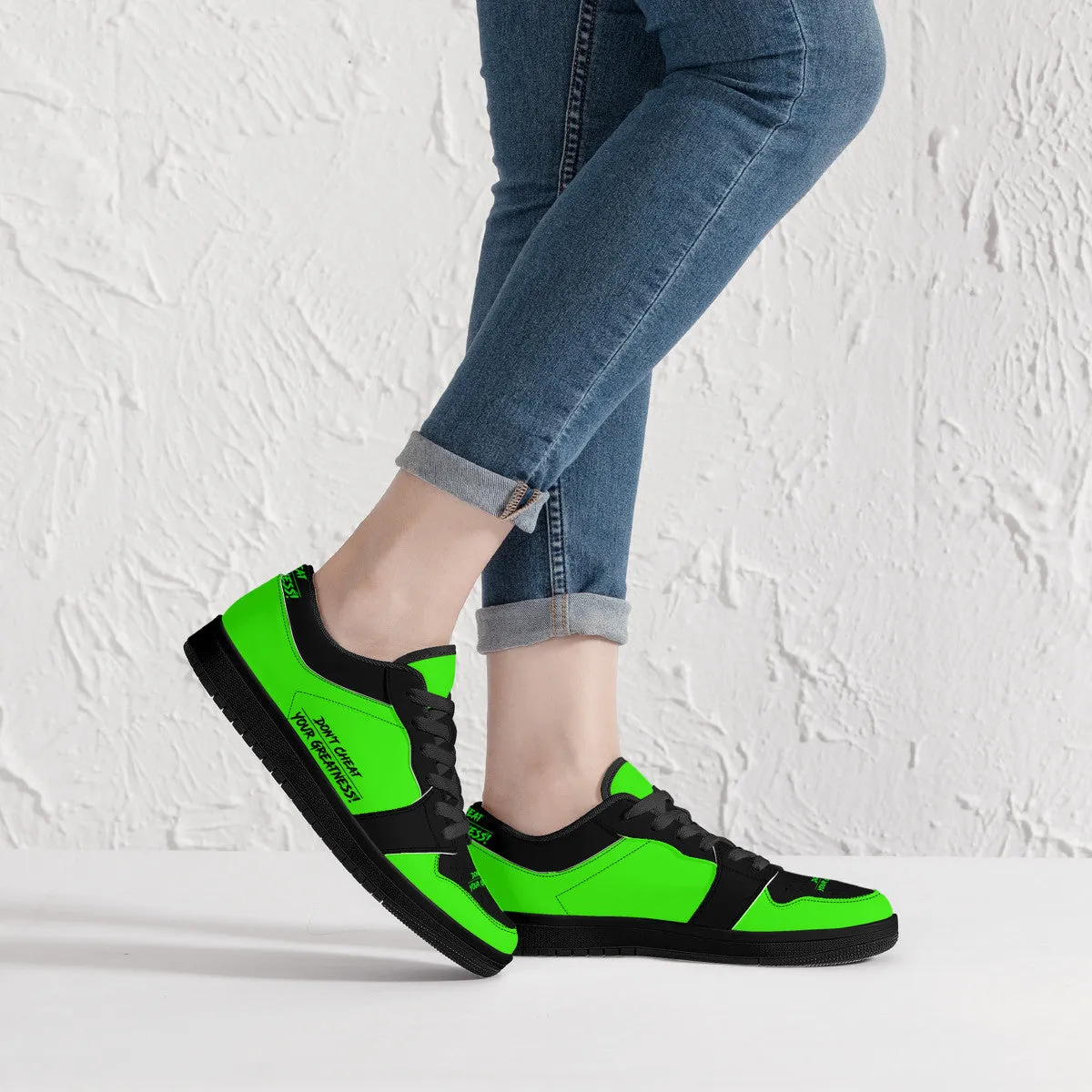 DCYG G4's Green & Black  Black Sole Low-Top Leather Sneakers