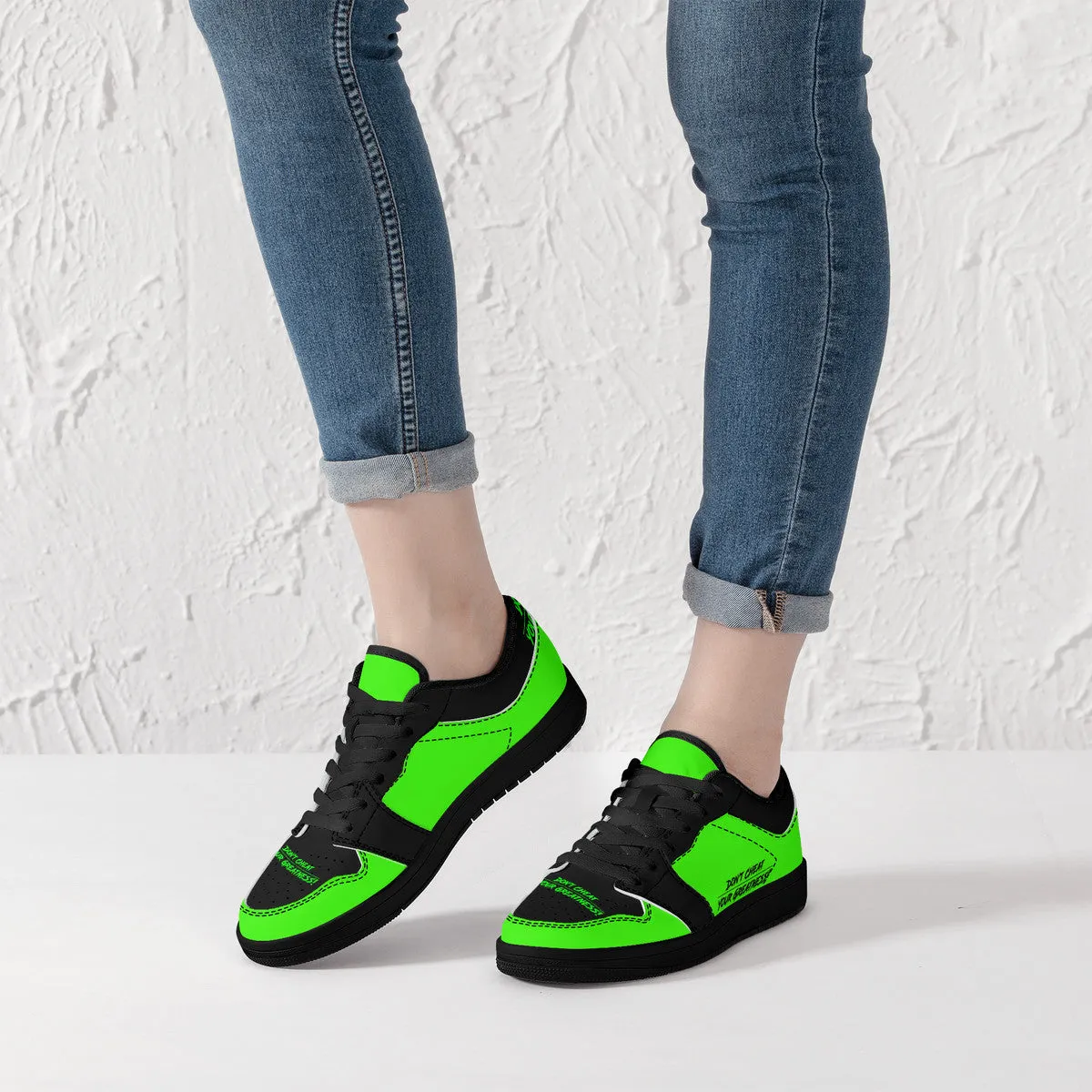 DCYG G4's Green & Black  Black Sole Low-Top Leather Sneakers